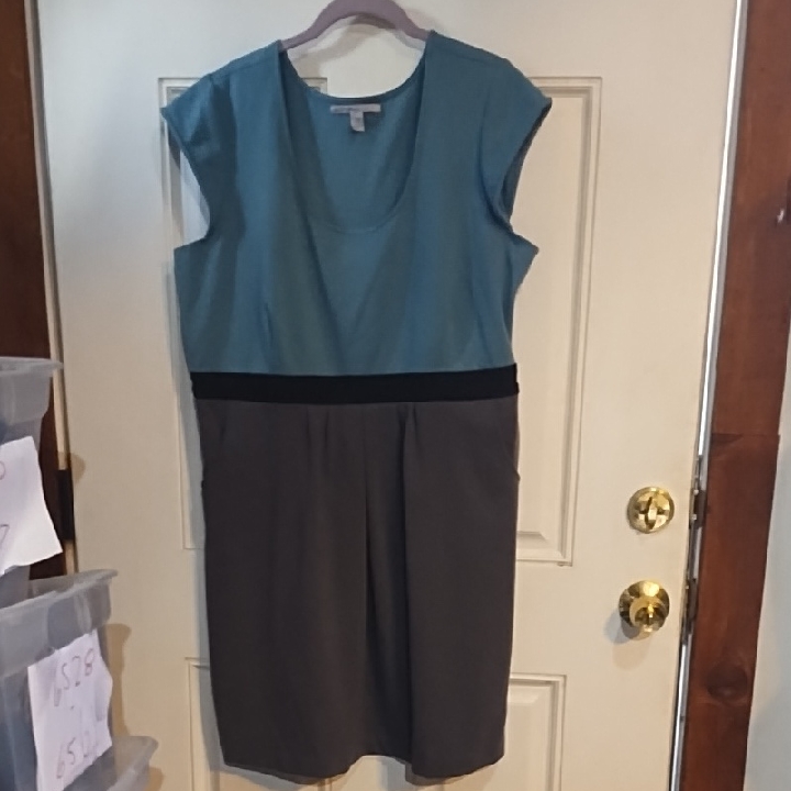 Old Navy Teal And Gray Colorblock Midi Dress